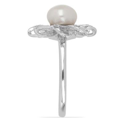 BUY STERLING SILVER NATURAL WHITE FRESHWATER PEARL GEMSTONE STYLISH RING